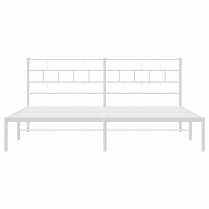 Метална рамка за легло с горна табла, черна, 183x213 см