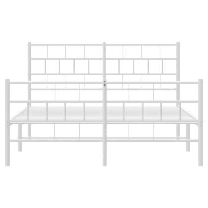 Метална рамка за легло с горна и долна табла, бяла, 120x200 см