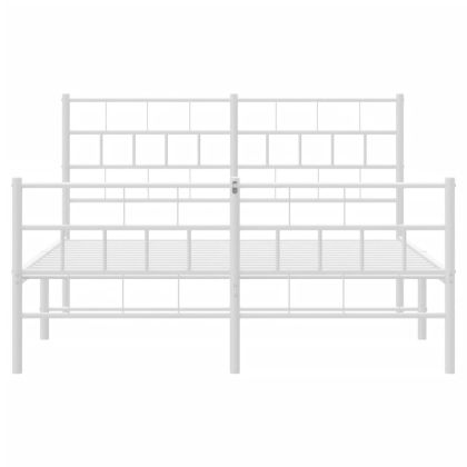 Метална рамка за легло с горна и долна табла, бяла, 140x190 см