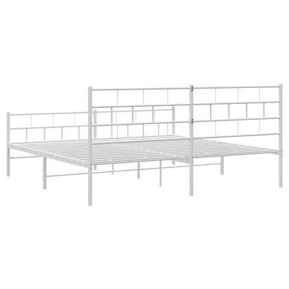 Метална рамка за легло с горна и долна табла, бяла, 193x203 см