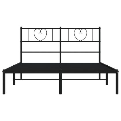 Метална рамка за легло с горна табла, бяла, 120x200 см