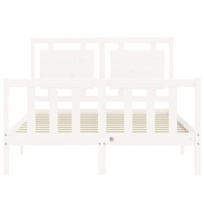 Рамка за легло без матрак, бял, 140x200 см, бор масив