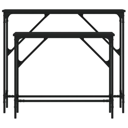 Конзолни маси, 2 бр, черни, инженерно дърво