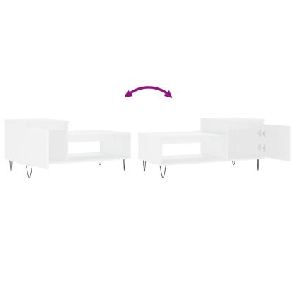 Кафе маса, бяла, 100x50x45 см, инженерно дърво