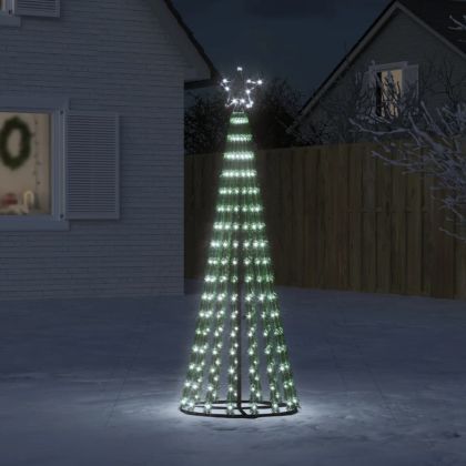 Коледна елха светещ конус 275 LED студено бяло 180 см