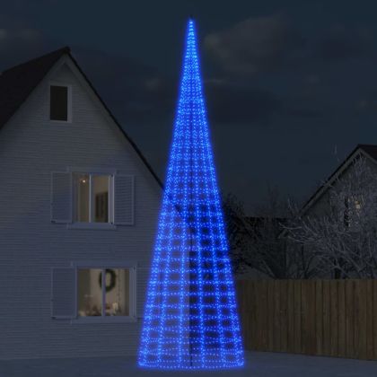 Коледна елха от светлини за флагщок 3000 LED Синьо 800 см