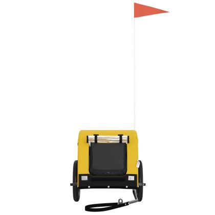 Ремарке за колело за любимци жълт и черен Оксфорд плат и желязо