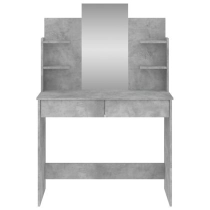Тоалетка с огледало, бетонно сива, 96x39x142 см