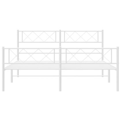 Метална рамка за легло с горна и долна табла, бяла, 140x190 см