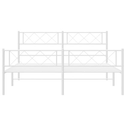 Метална рамка за легло с горна и долна табла, бяла, 140x200 см