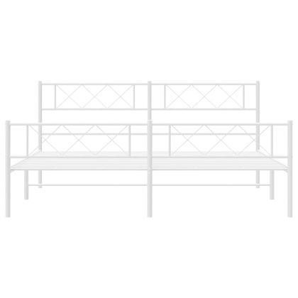 Метална рамка за легло с горна и долна табла, бяла, 200x200 см