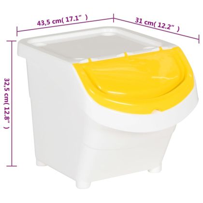 Стифиращи кошчета за отпадъци с капаци 3 бр бяло PP 78 л