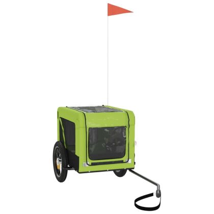 Ремарке за колело за любимци зелено черно Оксфорд плат и желязо