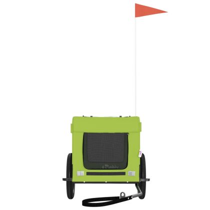 Ремарке за колело за любимци зелено черно Оксфорд плат и желязо