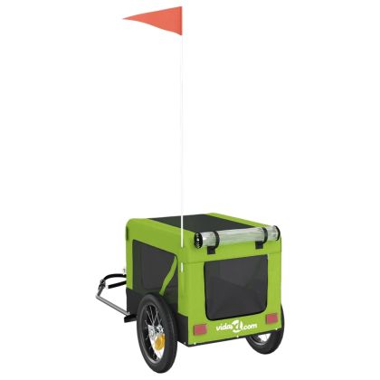 Ремарке за колело за любимци зелено черно Оксфорд плат и желязо