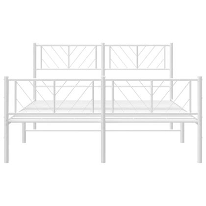 Метална рамка за легло с горна и долна табла, бяла, 135x190 см