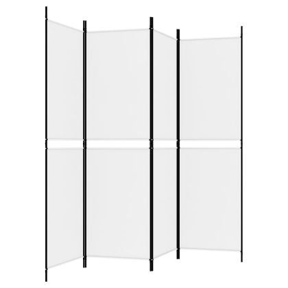 Параван за стая, 4 панела, бял, 200x180 см, текстил