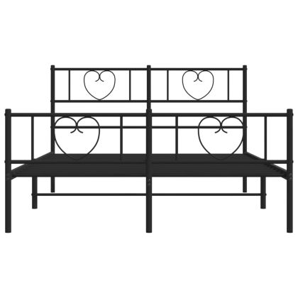 Метална рамка за легло с горна и долна табла, черна, 120x200 см