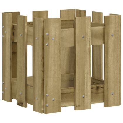 Градинска кашпа с дизайн на ограда 30x30x30 см импрегниран бор