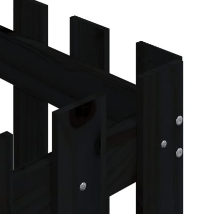 Градинска кашпа с дизайн на ограда черна 60x60x60 см бор масив