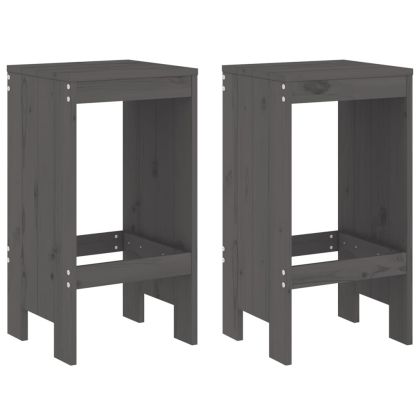 Градински бар комплект от 3 части, сив, масивно дърво бор