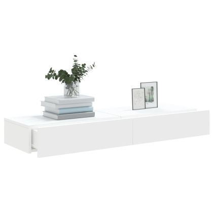 ТВ шкафове с LED осветление, 2 бр, бели, 60x35x15,5 см