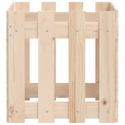 Градинска кашпа с дизайн на ограда 40x40x40 см бор масив