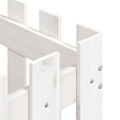 Градинска кашпа с дизайн на ограда бяла 50x50x50 см бор масив