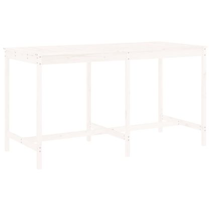 Градински бар комплект от 9 части, бял, масивно дърво бор