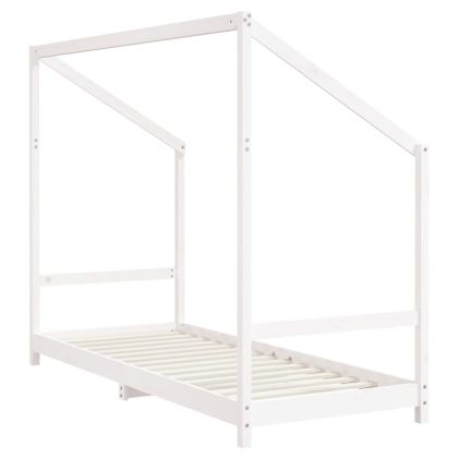 Рамка за детско легло бяла 2x(80x200) см борово дърво масив