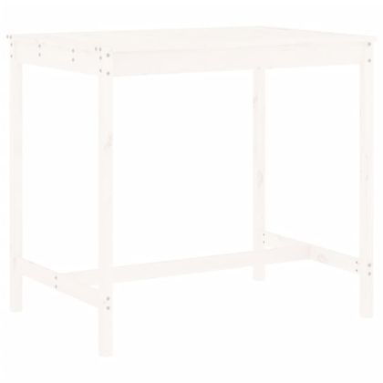 Градински бар комплект от 5 части, бял, масивно дърво бор