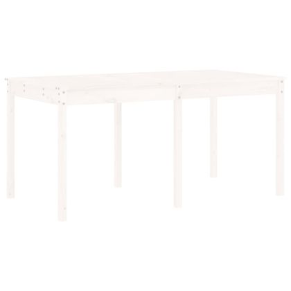 Градински трапезен комплект от 13 части бял борово дърво масив