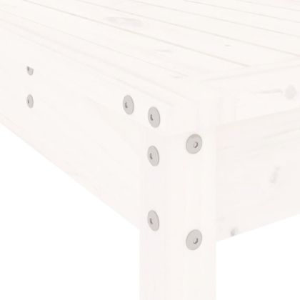 Градински трапезен комплект от 13 части бял борово дърво масив