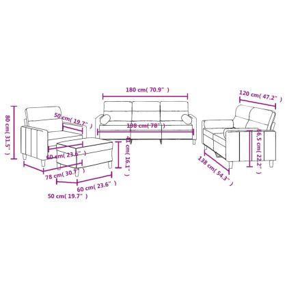 Комплект дивани 4 части с възглавници светлосив текстил