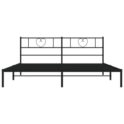 Метална рамка за легло с горна табла, черна, 193x203 см