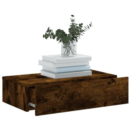 ТВ шкаф с LED осветление, опушен дъб, 60x35x15,5 см