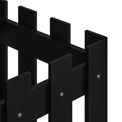 Градинска кашпа с дизайн на ограда черна 40x40x40 см бор масив