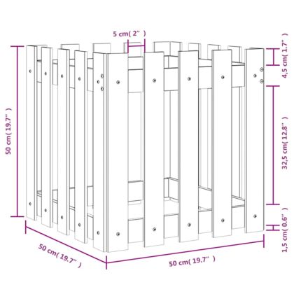 Градинска кашпа с дизайн на ограда 50x50x50 см импрегниран бор