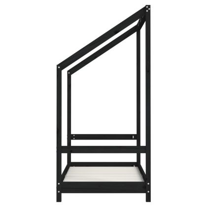 Рамка за детско легло черна 2x(70x140) см борово дърво масив