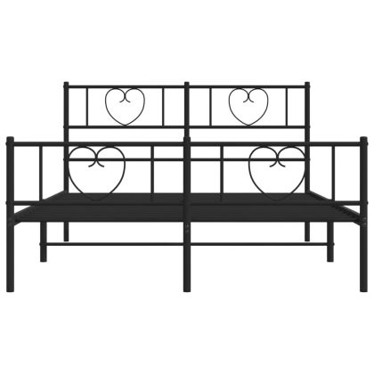 Метална рамка за легло с горна и долна табла, черна, 135x190 см