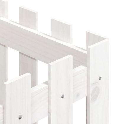 Градинска кашпа с дизайн на ограда бяла 40x40x40 см бор масив