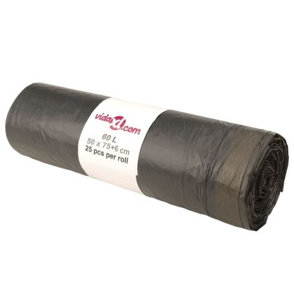 Торбички за боклук с връзки 250 бр черни 60 л