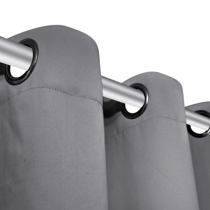 Затъмняващи завеси с метални халки, 2 бр, 135x175 см, сиви