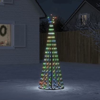 Коледна елха светещ конус 275 LED цветна 180 см