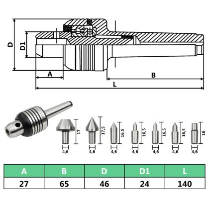 Комплект въртящ център за струг 10 части MT4