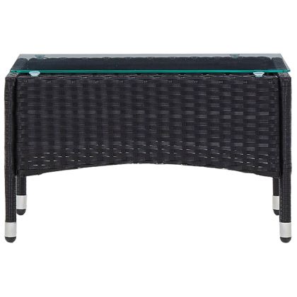 Градински комплект с възглавници, 4 части, полиратан, черен