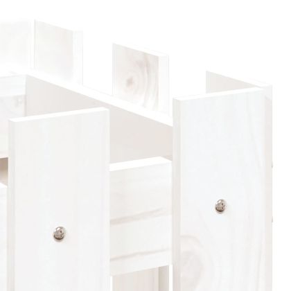 Градинска кашпа с дизайн на ограда бяла 60x30x30 см бор масив