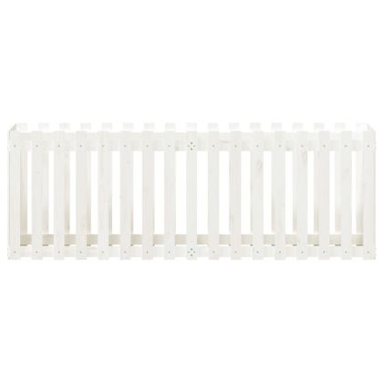 Градинска леха с дизайн на ограда бяла 200x50x70 см бор масив