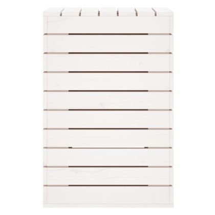 Кош за пране, бял, 44x44x66 см, борово дърво масив