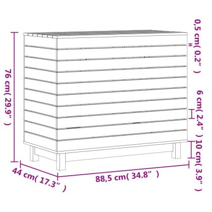 Кош за пране, бял, 88,5x44x76 см, борово дърво масив